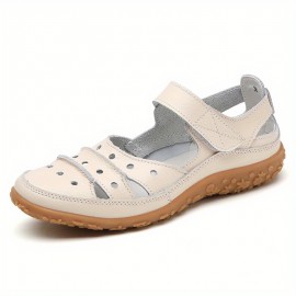 Women's Hollow Out Closed Toe Sandals, Summer Non-slip Cut-out Shoes, Casual Faux Leather Sandals