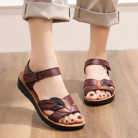 Women's Leaf Decor Sandals, Open Toe Non-slip Ankle Strap Casual Slingback Shoes, Summer Comfy Soft Shoes