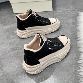 Women's Trendy Platform Sneakers, All-Match Lace Up High Top Trainers, Comfortable Outdoor Sports Shoes