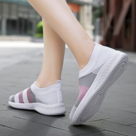 Women's Colorblock Sock Sneakers, Comfortable & Breathable Slip On Sports Shoes, Casual Walking Shoes