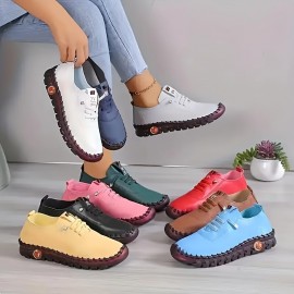 Women's Solid Color Flatform Shoes, Slip On Low-top Round Toe Non-slip Soft Rubber Sole Shoes, Casual Walking Shoes