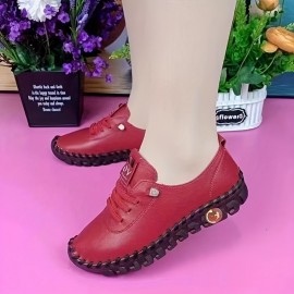 Women's Solid Color Flatform Shoes, Slip On Low-top Round Toe Non-slip Soft Rubber Sole Shoes, Casual Walking Shoes
