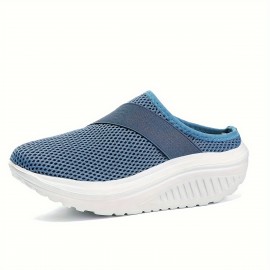 Women's Breathable Mesh Mule Sneakers, Casual Slip On Outdoor Platform Shoes, Comfortable Slip On Shoes