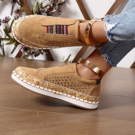 Women's Solid Color Casual Sneakers, Slip On Soft Sole Platform Walking Shoes, Breathable Low-top Loafers