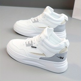 Women's Colorblock Skate Shoes, Platform High-top Lace Up Sneakers, Breathable Sports Shoes