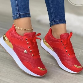 Women's Casual Sports Shoes, Fashion & Versatile Quilted Low Top Sneakers, Outdoor Non Slip Shoes
