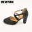 Women's Cross Strap Chunky High Heels, Solid Color Round Toe D'Orsay Pumps, Buckle Strap Sandals