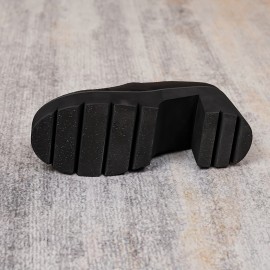 Women's Solid Color Loafers, Butterfly Decor Soft Sole Platform Casual Shoes, Chunky Heel Versatile Shoes