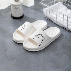 Cartoon Decor Pillow Slides, Slip On Soft Sole Platform Casual Summer Slides, Non-slip Shower Slides