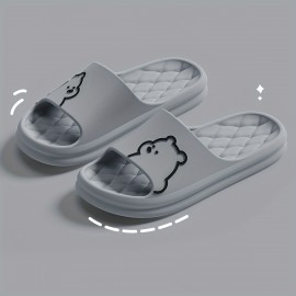 Cartoon Decor Pillow Slides, Slip On Soft Sole Platform Casual Summer Slides, Non-slip Shower Slides