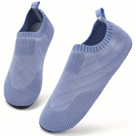 Casual Knitted Sock Slippers, Breathable & Comfortable Elastic Slip On Shoes, Lightweight Indoor Slippers