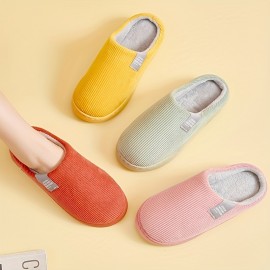 Women's Thick Bottom Home Slippers, Household Plush Slippers, Anti-slip Thermal Slippers