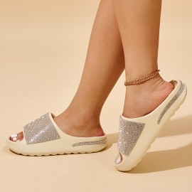 Women's Bowknot Platform Wedge Flip Flops, Solid Color Lightweight Open Toe Anti-skid Slides Shoes, Outdoor Beach Slippers