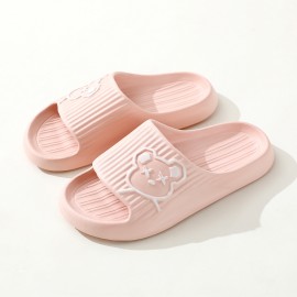 Women's Bear Flat Slides Shoes, Non-slip Quick Drying Indoor Bathroom Slippers, House EVA Slippers