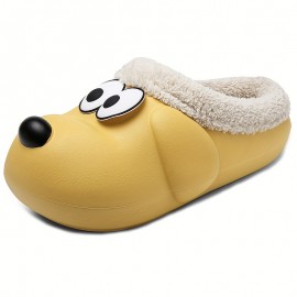Cute Dog Design Slippers, Casual Slip On Plush Lined Shoes, Comfortable Indoor Home Slippers