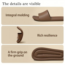 Simple Solid Color Slides, Casual Open Toe Flat Slip On Shoes, Comfortable Indoor Home Bathroom Slides
