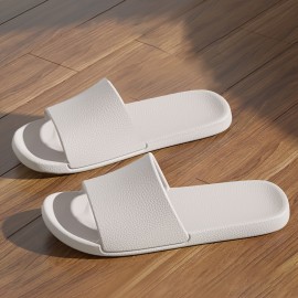 Simple Solid Color Slides, Casual Open Toe Flat Slip On Shoes, Comfortable Indoor Home Bathroom Slides