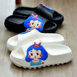 Women's Cartoon Pillow Slides, Kawaii Soft Sole Non Slip Wear-resistant Shoes, Home Bathroom EVA Slides