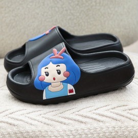 Women's Cartoon Pillow Slides, Kawaii Soft Sole Non Slip Wear-resistant Shoes, Home Bathroom EVA Slides